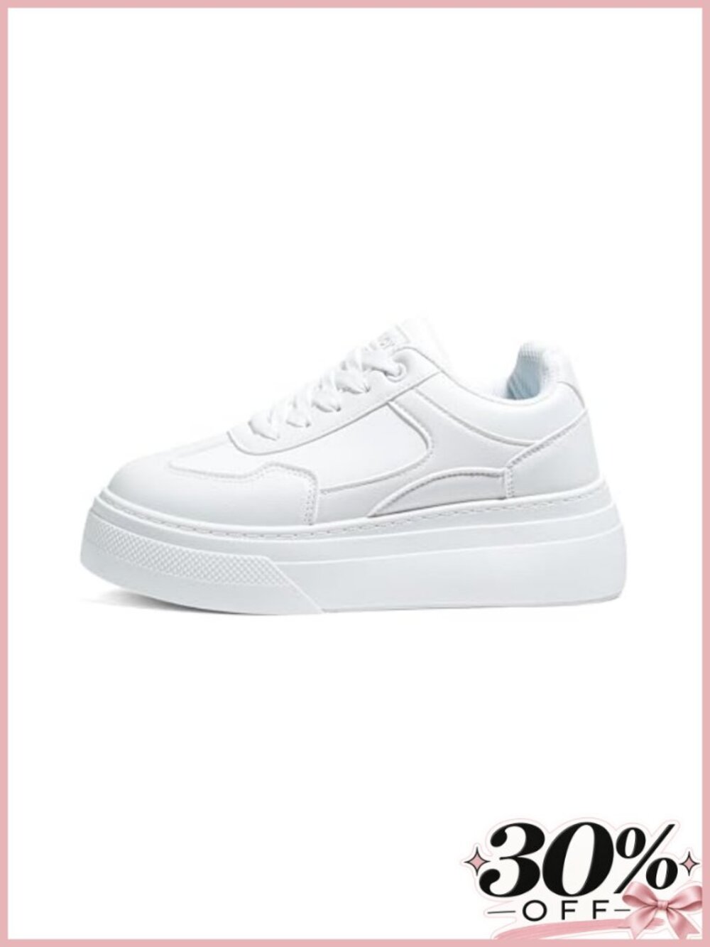 Women's Chunky Sole Fashion Sneakers PU Lace-Up Casual Streetwear Shoes